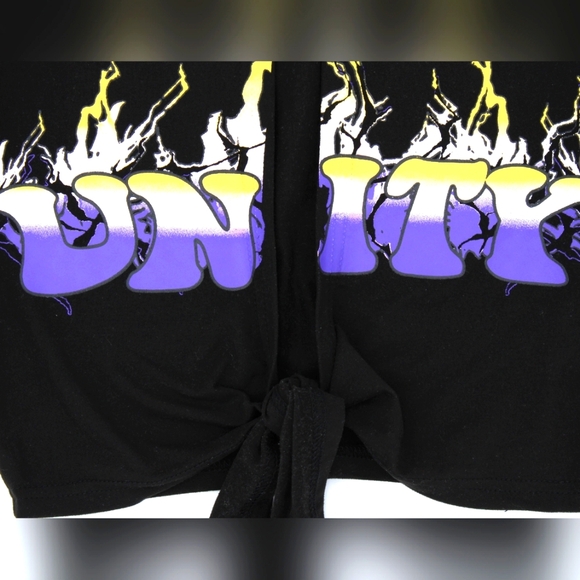 SHEIN Black and Purple Front-Tie Crop Top (Size XS) - Picture 2 of 3